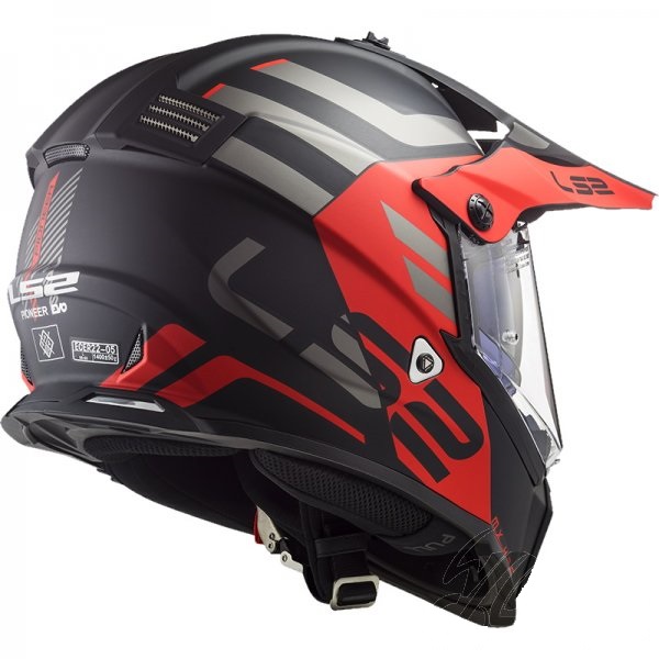 Мотошлем LS2 MX436 Pioneer Evo Adventurer матовый/черный/красный