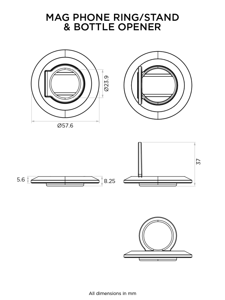 Магнитное кольцо для переноски / подставка / открывалка Quad Lock MAG Phone Ring/Stand and Bottle Op