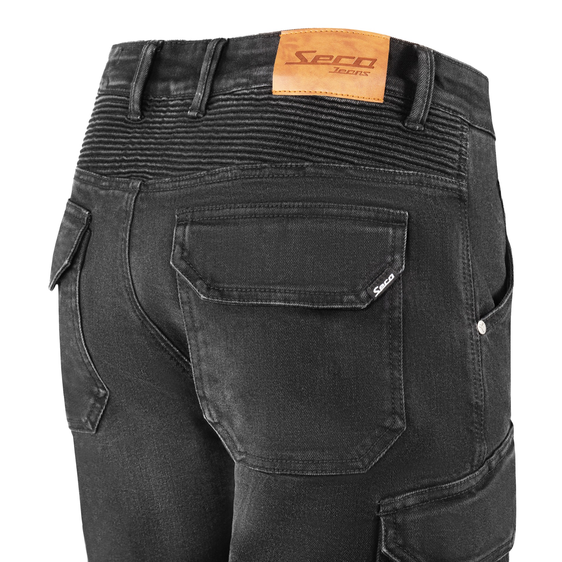 Мотоджинсы Seca Square ll стираный черный