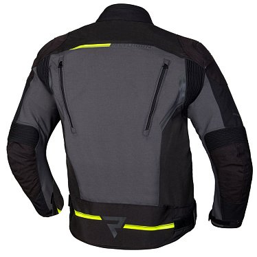 Мотокуртка текстильная Rebelhorn Borg черный/темный серый/флуо/желтый - магазин Motostyles