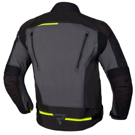 Мотокуртка текстильная Rebelhorn Borg черный/темный серый/флуо/желтый - магазин Motostyles