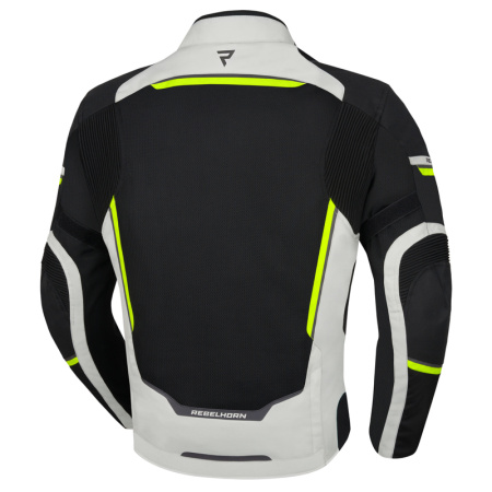 Мотокуртка текстильная Rebelhorn Flux черный/серый/флуо желтый - магазин Motostyles