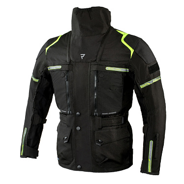 Мотокуртка текстильная Rebelhorn CubbyIII черный/флуо/желтый - магазин Motostyles