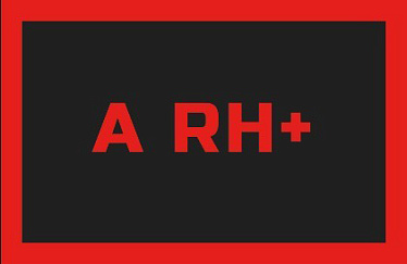 Эмблема на липучке группа крови A RH+ черный красный 50X80мм - магазин Motostyles