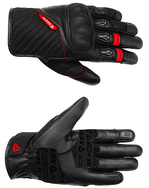 Мотоперчатки кожаные Seca Axis Mesh флуо красный - магазин Motostyles
