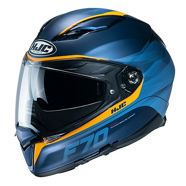 Мотошлем HJC F70 Feron синий желтый - магазин Motostyles