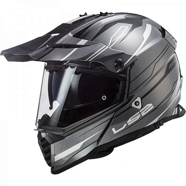 Мотошлем LS2 MX436 Pioneer Evo Knight титановый белый - магазин Motostyles