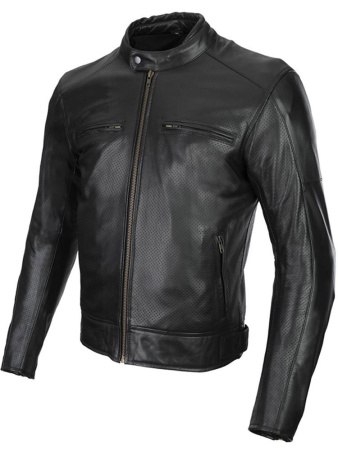 Мотокуртка кожаная Seca Bonneville черный с перфорацией - магазин Motostyles