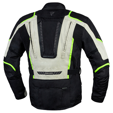 Мотокуртка текстильная Rebelhorn HikerIII черный/серый/флуо/желтый - магазин Motostyles
