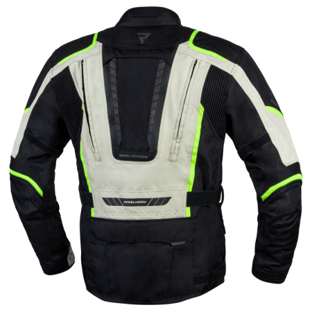 Мотокуртка текстильная Rebelhorn HikerIII черный/серый/флуо/желтый - магазин Motostyles