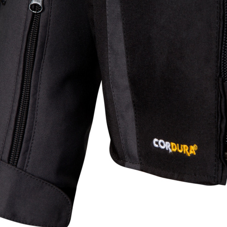 Мотокуртка текстильная Rebelhorn Borg черный/темный серый/флуо/желтый - магазин Motostyles