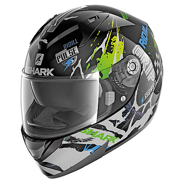 Мотошлем Shark Ridill 1.2 Drift-R черный/синий/серый/зеленый - магазин Motostyles