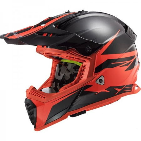 Мотошлем LS2 MX437 Fast Evo Roar черный красный - магазин Motostyles