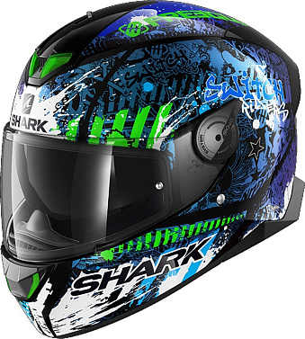 Мотошлем Shark Skwal 2.2 Switch Riders 2 черный/фиолетовый/матовый - магазин Motostyles