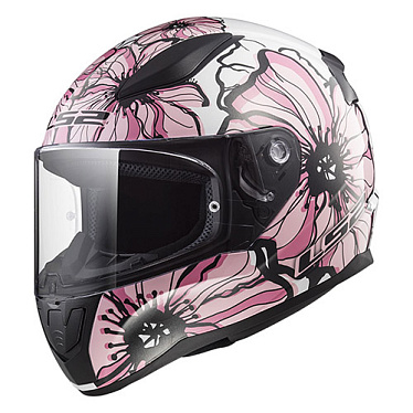 Мотошлем LS2 FF353 Rapid Single Poppies белый розовый - магазин Motostyles