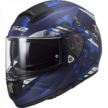 Мотошлем LS2 FF397 Vector FT2 Stencil матовый синий - магазин Motostyles