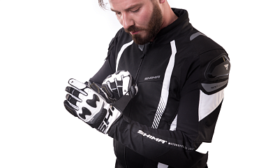 Мотокуртка текстильная SHIMA MESH PRO черный белый - магазин Motostyles