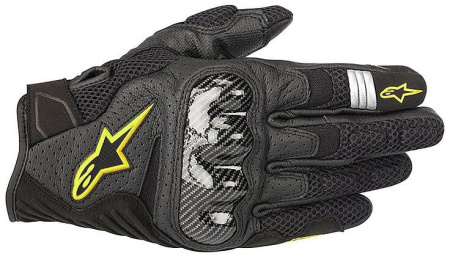Мотоперчатки кожаные Alpinestars SMX-1 черный/флуо/желтый - магазин Motostyles