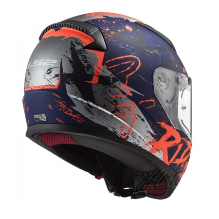 Мотошлем LS2 FF353 Rapid Naughty матовый/синий/оранжевый - магазин Motostyles