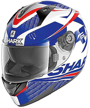 Мотошлем Shark Ridill 1.2 Stratom белый/черный/красный/синий - магазин Motostyles