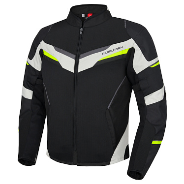 Мотокуртка текстильная Rebelhorn Flux черный/серый/флуо желтый - магазин Motostyles