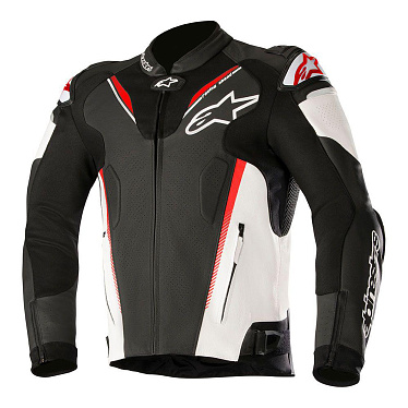 Мотокуртка кожаная Alpinestars Atem V3 белый/черный/красный/флуо - магазин Motostyles