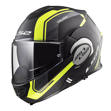 Мотошлем LS2 FF399 Valiant Line матовый черный желтый - магазин Motostyles