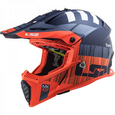 Мотошлем детский LS2 MX437 Fast Evo MINI XCODE matt fluo orange blue - магазин Motostyles
