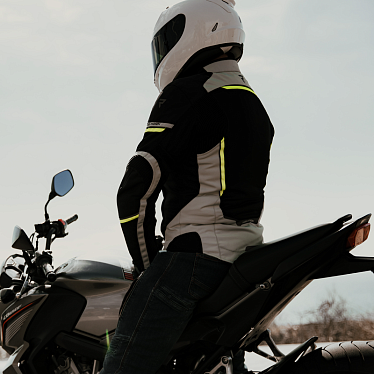 Мотокуртка текстильная Rebelhorn Flux черный/серый/флуо желтый - магазин Motostyles