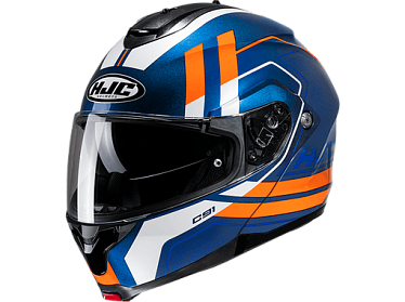 Мотошлем HJC C91 OCTO MC27 синий белый оранжевый - магазин Motostyles