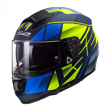 Мотошлем LS2 FF397 Vector Kripton матовый/синий/желтый - магазин Motostyles